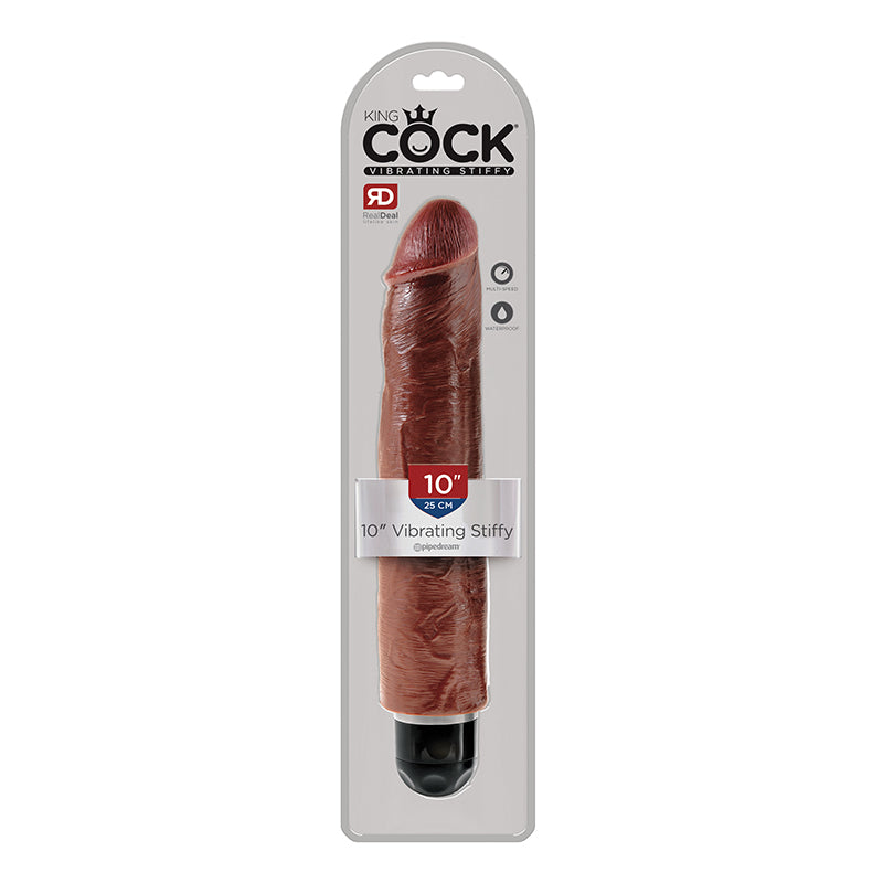 Pipedream King Cock 10 in. Vibrating Stiffy Realistic Dildo Brown