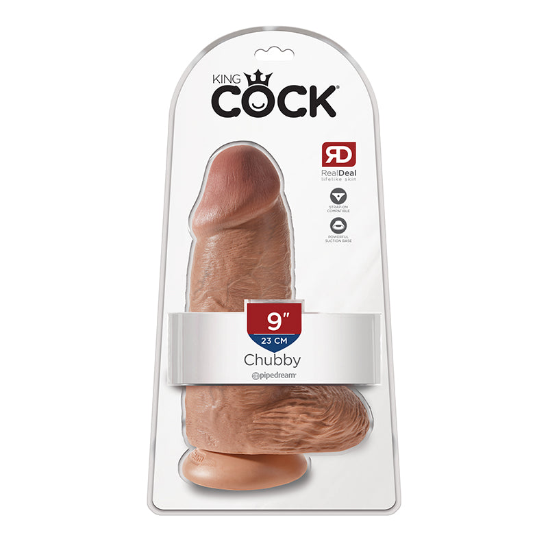 Pipedream King Cock Chubby 9 in. Cock With Balls Realistic Suction Cup Dildo Tan