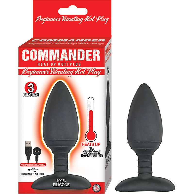 Commander Beginner Vibrating Hot Plug Heating Up To 107 Degrees Magnetic Charging 3 Function Waterproof Black