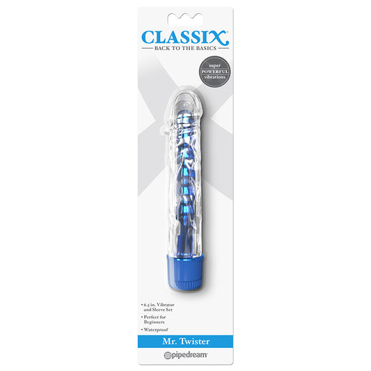 Pipedream Classix Mr. Twister - Juego de vibrador y funda (6,5"), color azul