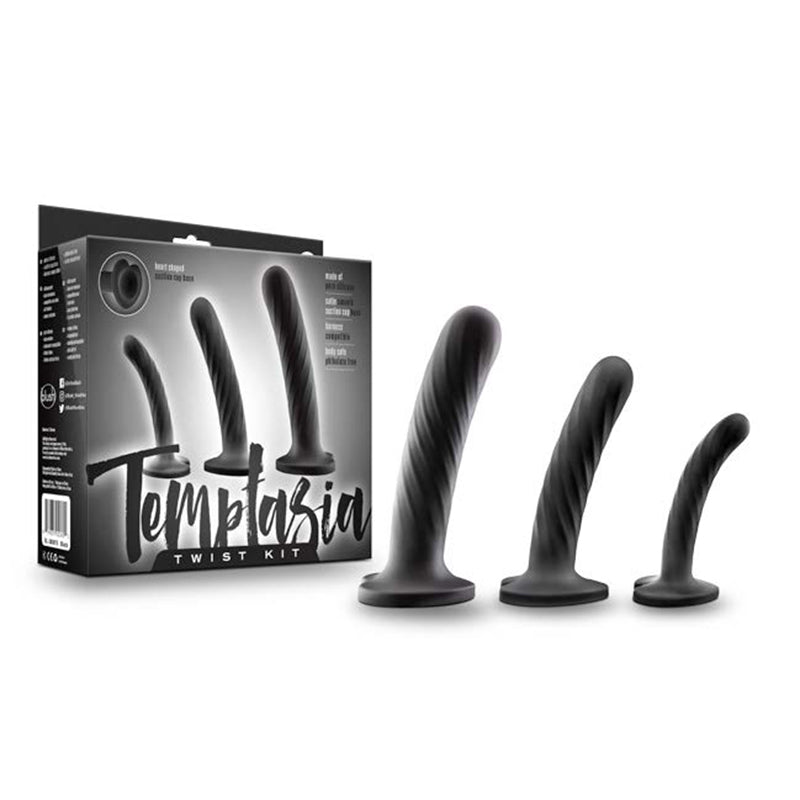 Blush Temptasia Twist Kit 3-Piece Silicone Dildo Set Black