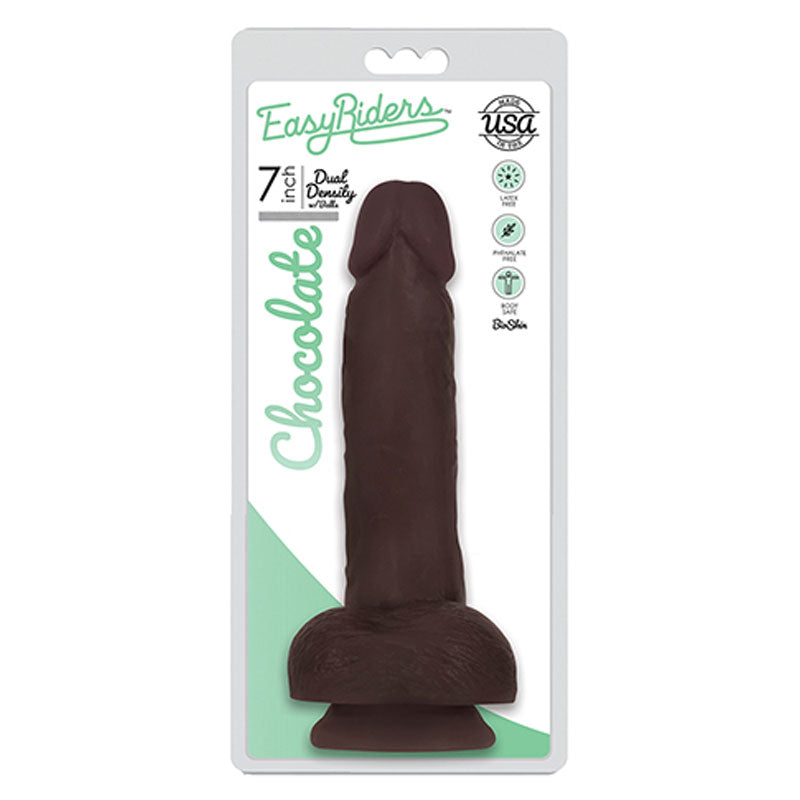 Curve Toys Easy Riders 7 in. Dual Density Dildo with Balls & Suction Cup Brown