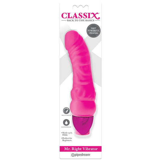 Pipedream Classix Mr. Right Vibrator Realistic 6.5 in. Vibrating Dildo Pink