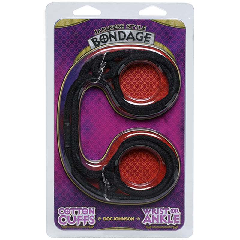 Esposas de algodón 100 % para muñecas o tobillos, estilo japonés, color negro