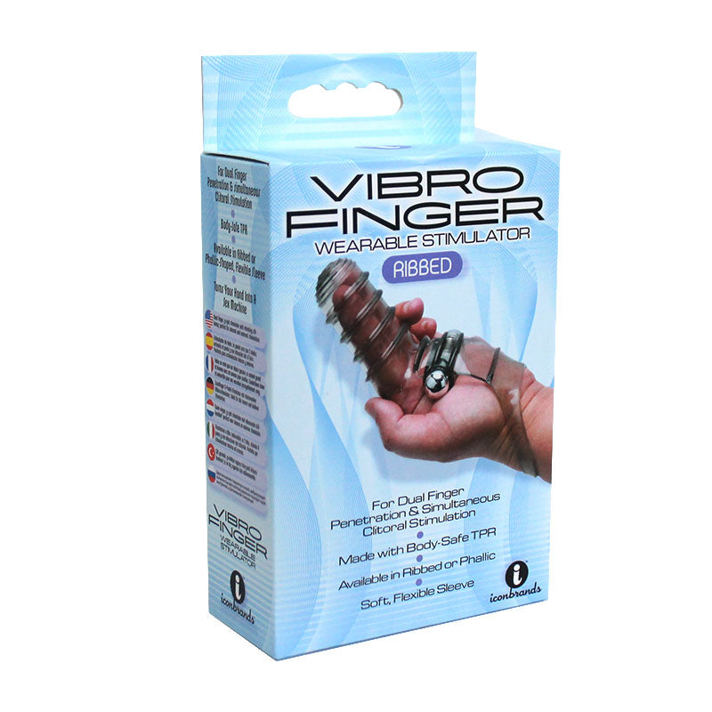 The 9's VibroFinger Ribbed Finger Massager Grey