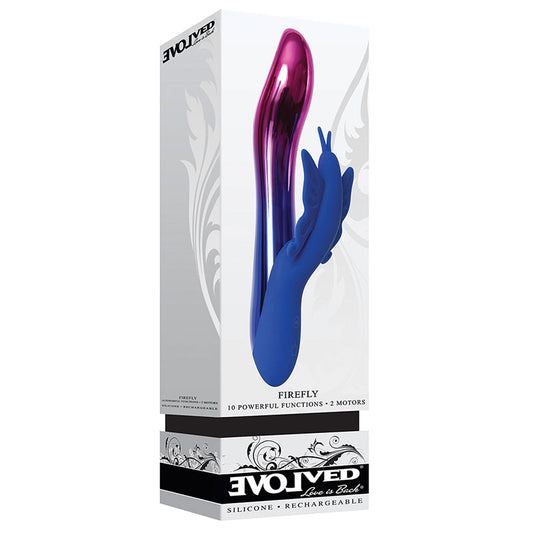 Evolved Firefly Rechargeable Silicone Dual Stimulator Blue/Pink