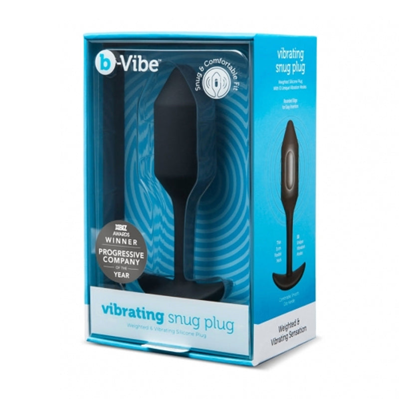 Tapón anal de silicona con peso recargable b-Vibe Vibrating Snug Plug 4, color negro