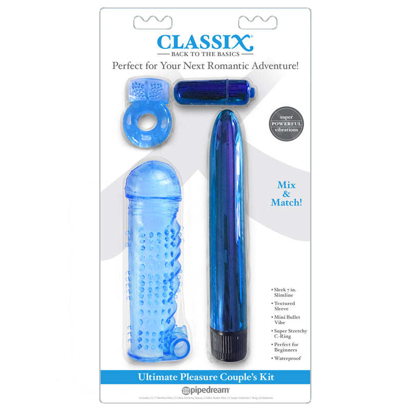 Pipedream Classix 4-Piece Ultimate Pleasure Couple's Kit Blue