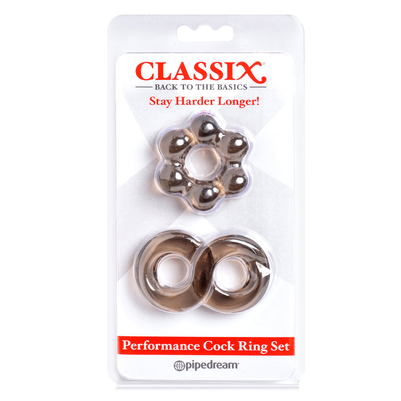 Pipedream Classix 3-Piece Performance Cock Ring Set Smoke