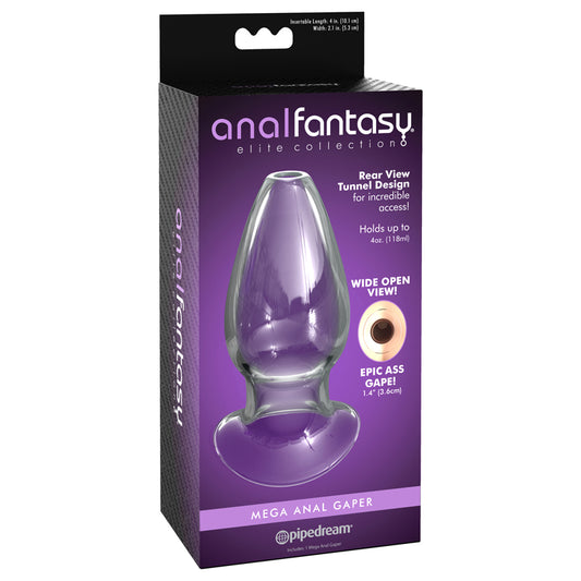 Pipedream Anal Fantasy Elite Collection Mega Anal Gaper Glass Tunnel Plug Clear