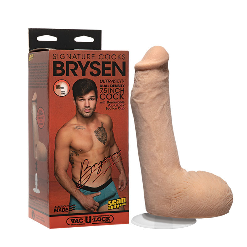 Signature Cocks Brysen 7.5 Inch ULTRASKYN Cock with Removable Vac-U-Lock Suction Cup Vanilla