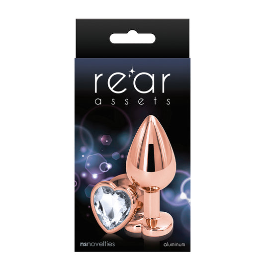 Rear Assets Rose Gold Heart Plug Medium Clear