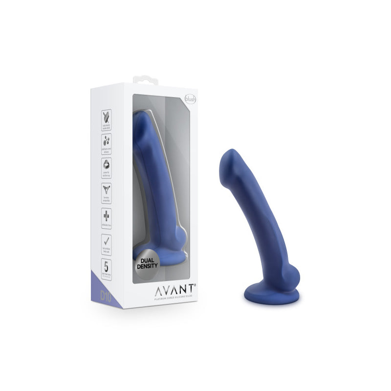 Blush Avant D10 Ergo Mini 7 in. Dual Density Silicone Dildo with Suction Cup Indigo