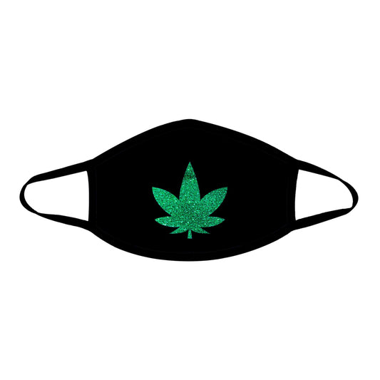 Neva Nude Dope AF Green Glitter Weed Leaf Black Face Mask