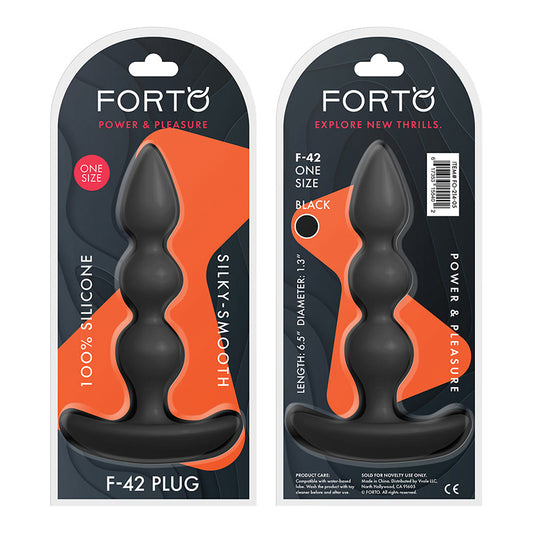 Forto F-42 Spiral Beads Silicone Anal Plug Black