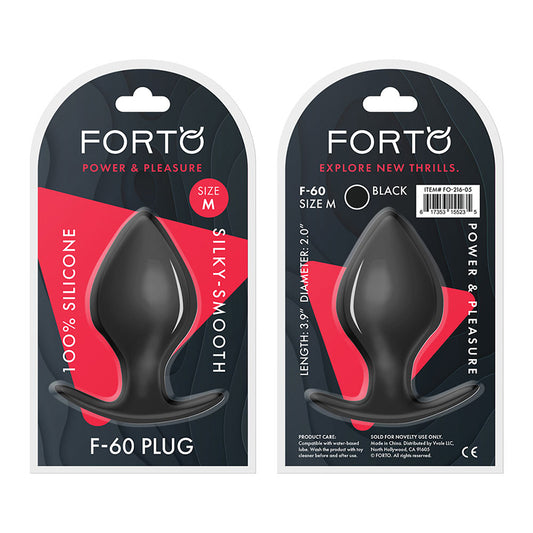 Tapón anal de silicona Forto F-60 Spade, tamaño mediano, color negro