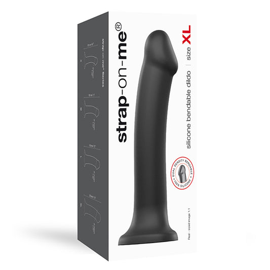 Strap-On-Me Bendable Dual-Density Silicone Suction Cup Dildo Black XL