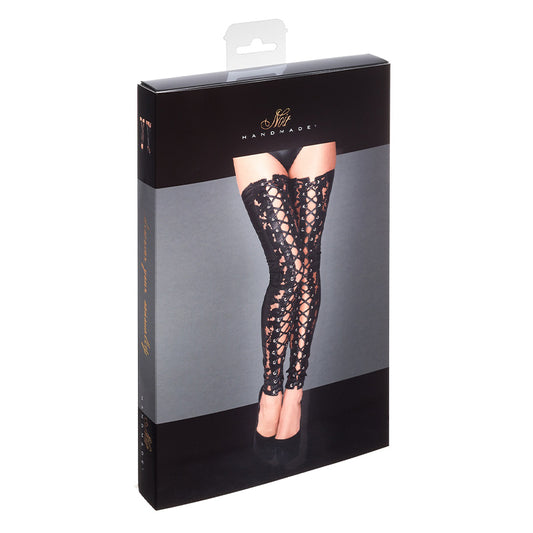 Noir Handmade Lace and Powerwetlook Stockings S