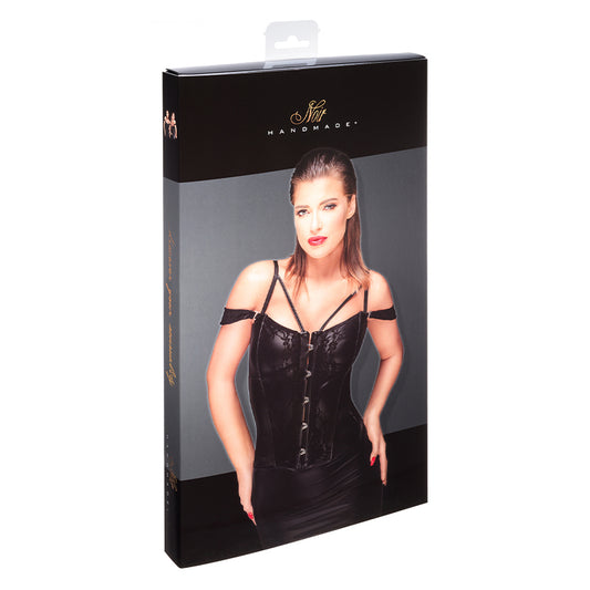 Noir Handmade Corset with Lace and Powerwetlook S