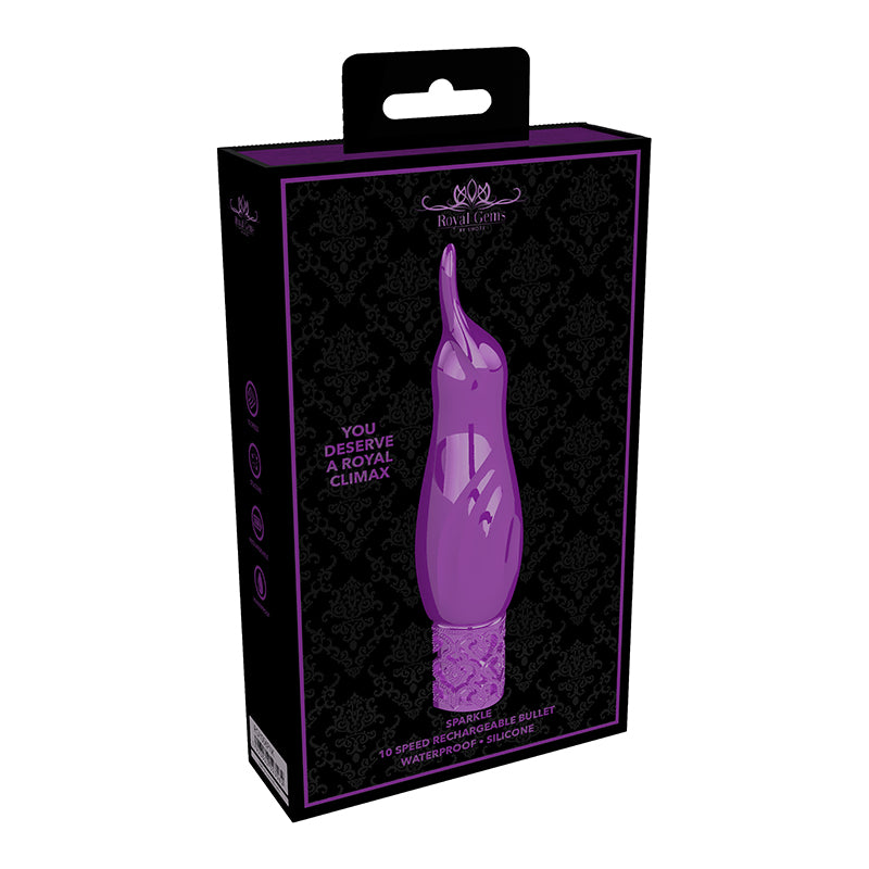 Shots Royal Gems Sparkle Rechargeable Flicking Silicone Bullet Vibrator Purple