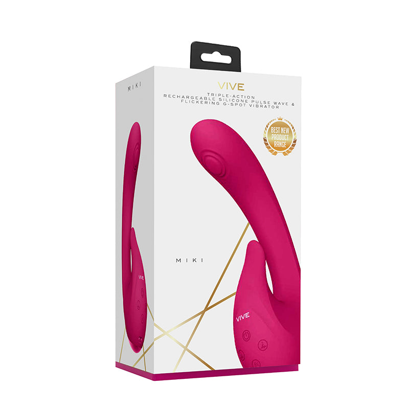 VIVE MIKI Rechargeable Pulse Wave & Flickering Dual Stimulation G-Spot Vibrator Pink