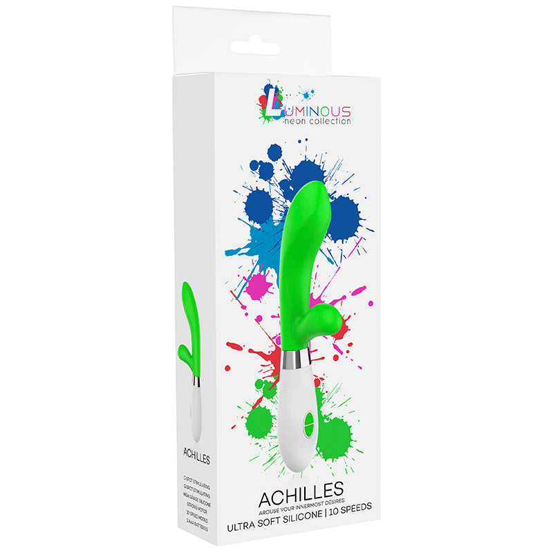 Luminous Achilles 10-Speed Silicone Dual Stimulation Vibrator Green