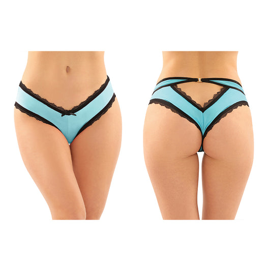 Fantasy Lingerie Dahlia Cheeky Hipster Panty With Lace Trim & Keyhole Cutout Turquoise L/XL