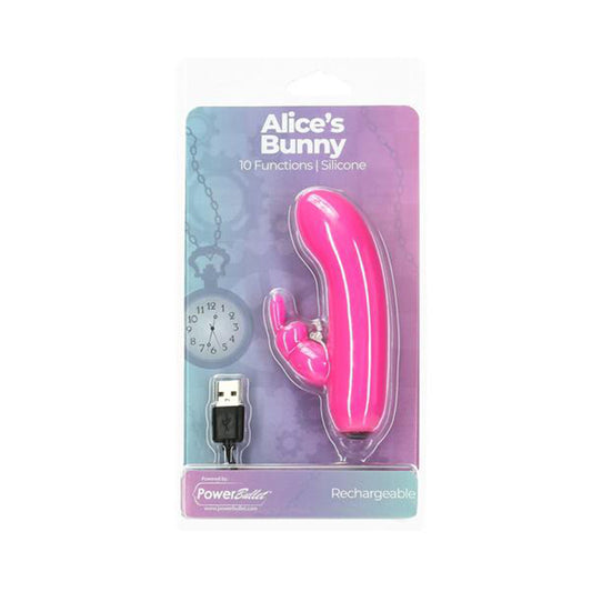 Vibrador bala recargable Powerbullet Alice's Bunny con funda de silicona rosa