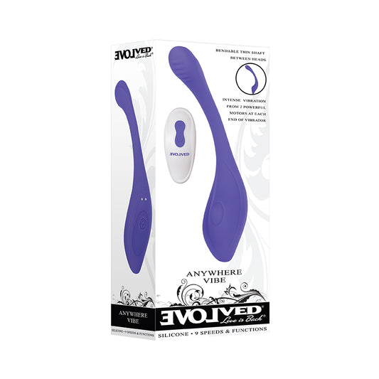 Evolved Anywhere Vibe Rechargeable Remote-Controlled Poseable Silicone Vibrator Blue