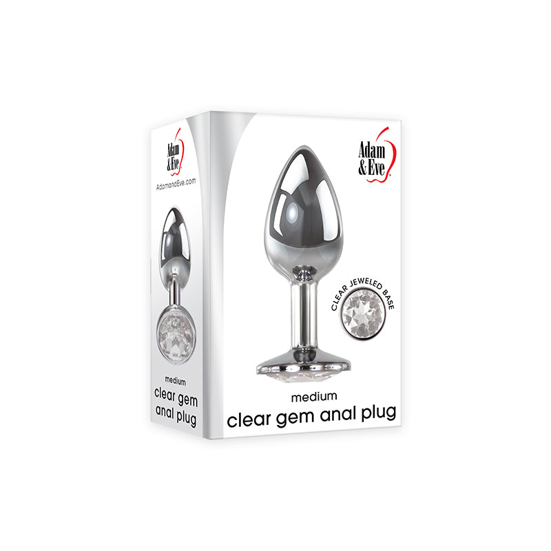 Adam & Eve Metal Anal Plug With Clear Gemstone Base Medium