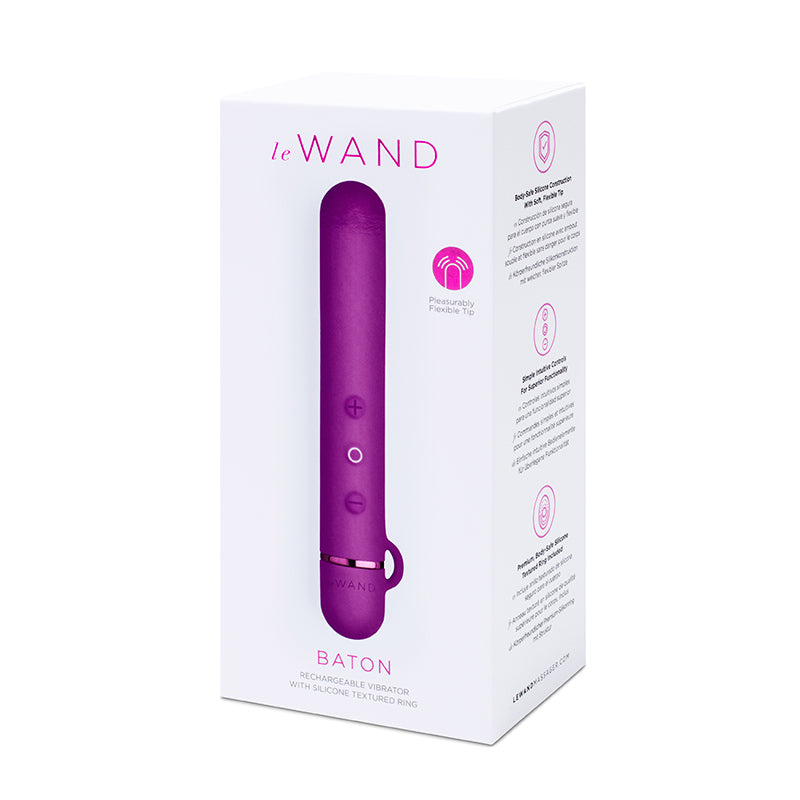 Le Wand Chrome Baton Rechargeable Silicone Mini Vibrator Dark Cherry