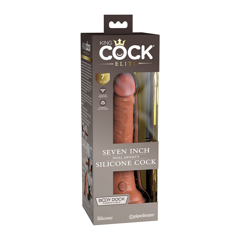 Pipedream King Cock Elite 7 in. Dual Density Silicone Cock Realistic Dildo With Suction Cup Tan