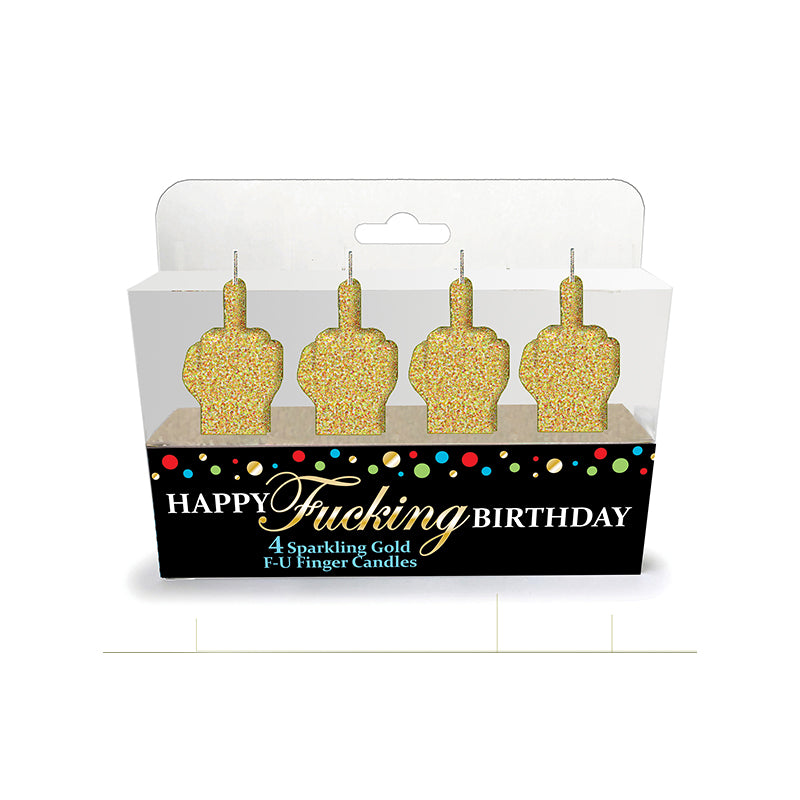 Happy Fucking Birthday Glitter Middle Finger Candles 4-Pack