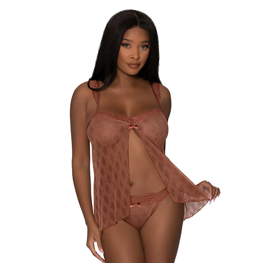 Magic Silk Caramel Kiss Babydoll & Thong Caramel S/M