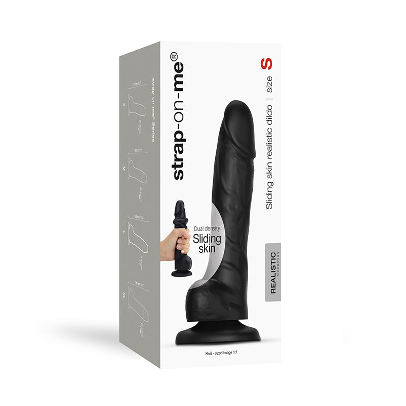 Strap-On-Me Realistic Collection Sliding Skin Dual-Density Silicone Dildo Black S