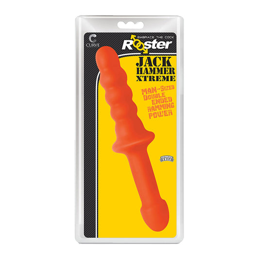 Curve Toys Rooster Jackhammer XL 11.5 in. Rippled Dildo with Insertable Handle Orange