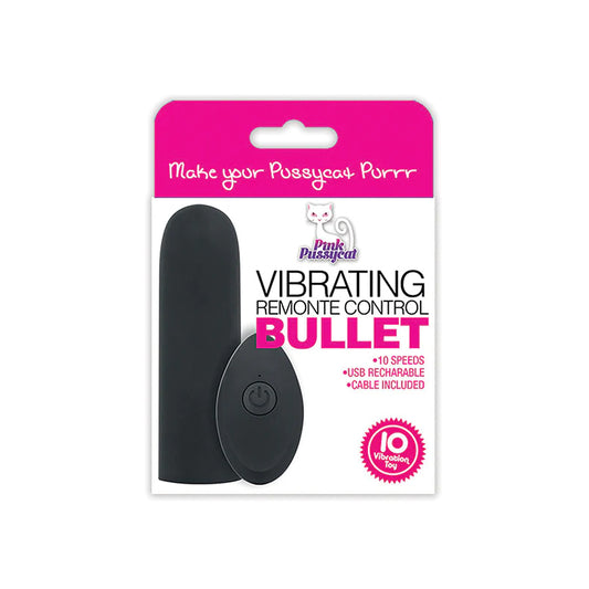 Pink Pussycat Vibrating Remote Control Bullet Black