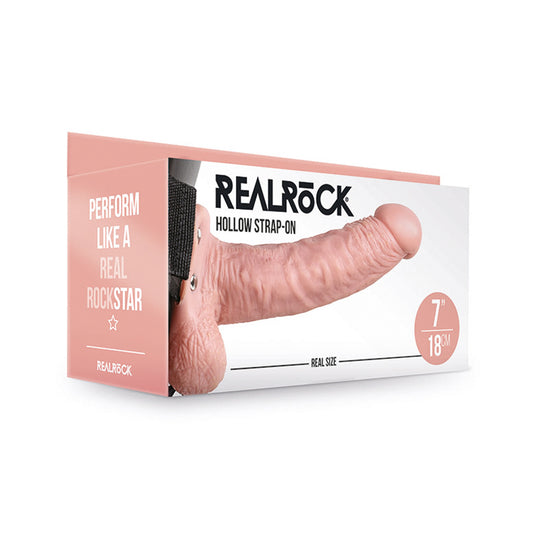 RealRock Realistic 7 in. Hollow Strap-On With Balls Beige