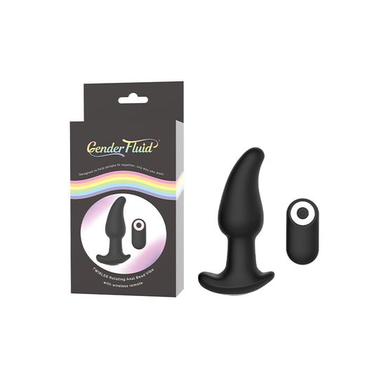 Gender Fluid Twirler Anal Vibe With Remote Silicone Black