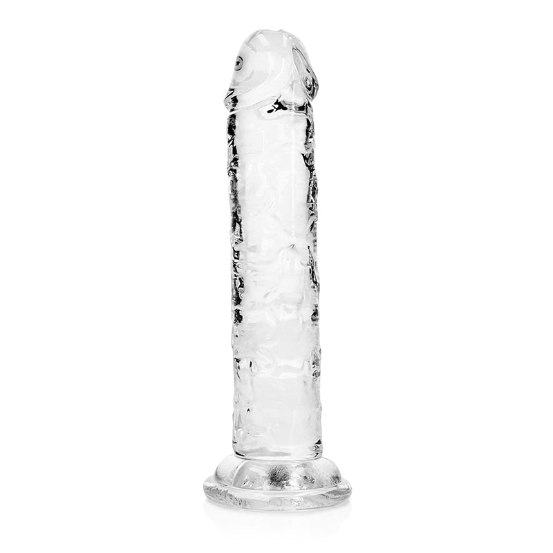 RealRock Crystal Clear Straight 6 in. Dildo Without Balls Clear