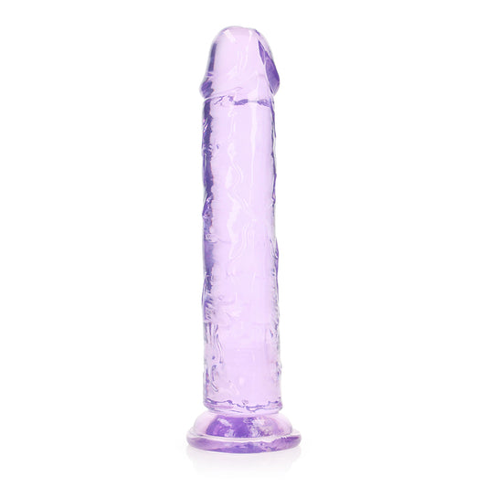 RealRock Crystal Clear Straight 9 in. Dildo Without Balls Purple