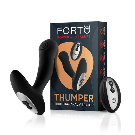 Forto Thumper Rechargeable Remote-Controlled Silicone Thumping Anal Vibrator Black