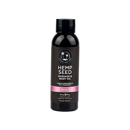 Earthly Body Hemp Seed Massage & Body Oil Zen Berry Rose 2 oz.