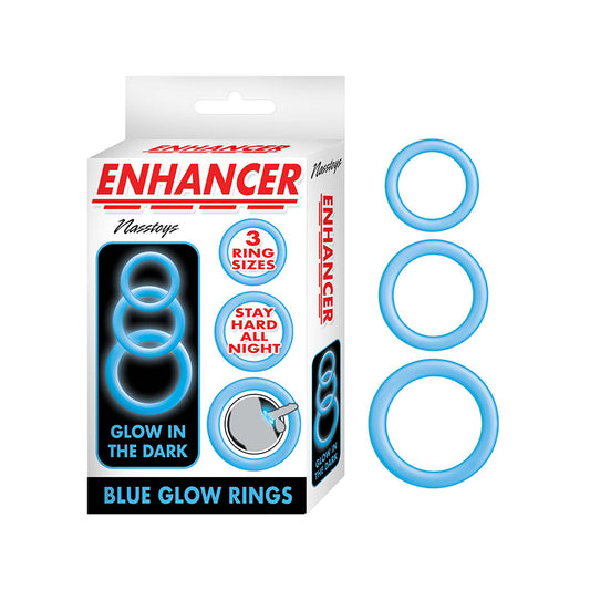 Juego de 3 anillos de brillo azul potenciadores
