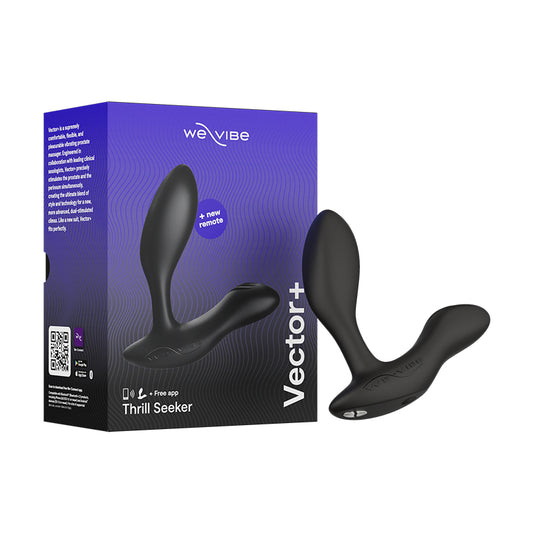 Masajeador de próstata We-Vibe Vector+ de silicona, recargable, con control remoto y doble estimulación, color negro carbón