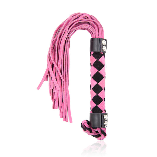 Flogger de cuero rosa Ple'sur de 15.5 pulgadas