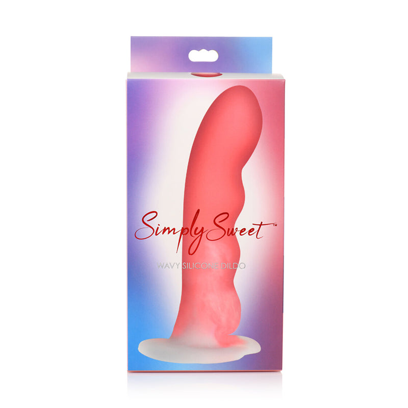 Simply Sweet Wavy 8 in. Silicone Dildo Pink/White