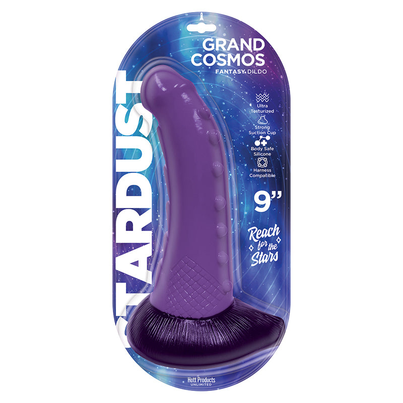 Stardust Grand Cosmos Textured 9 in. Silicone Fantasy Dildo Purple