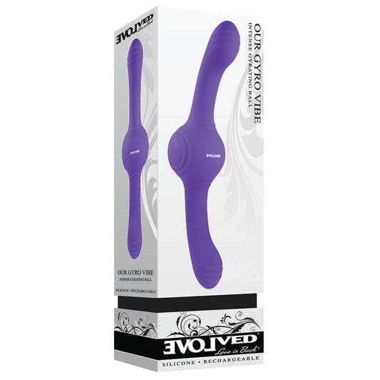 Evolved Our Gyro Vibe Rechargeable Dual Ended Gyrating Silicone Vibrator Purple