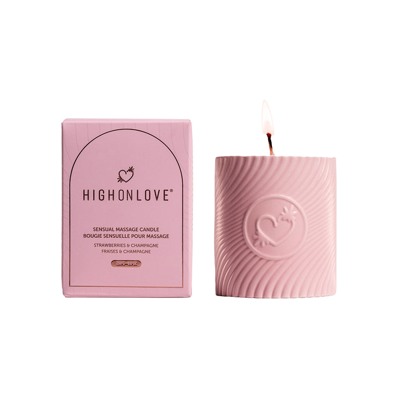 HighOnLove Pink Massage Candle Strawberries & Champagne